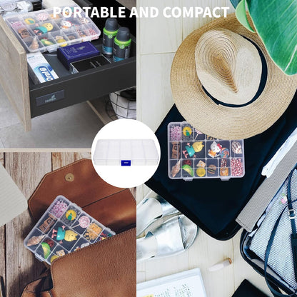 YCZARD 15 Grids Small Jewelry Storage Box Clear Plastic Compartment Bead Storage Box Jewelry Organizer Diamond Art Painting Accessories Container