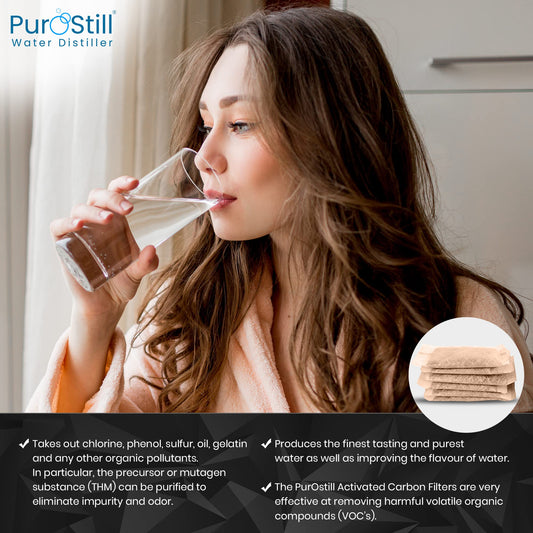 PurOstill? Official Unbleached Activated Carbon Filters for Home Countertop Water Distillers Only (Pack of 25)
