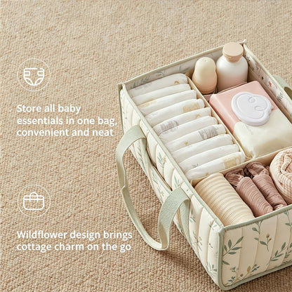 Nappy Caddy Organiser, Newborn Essentials Diaper Caddy for Nappy Station with Detachable Compartments, Sturdy & Portable Stylish Storage Basket