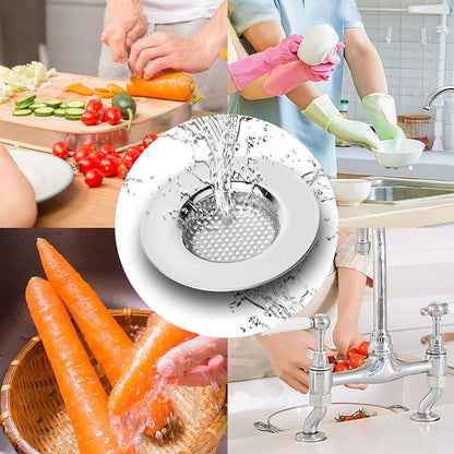 Qinglele 2pcs Kitchen Bathroom Sink Strainer, Stainless Steel Drain Filter, Thicker, Outer Diameter 3 Inch/77mm (Small Size)