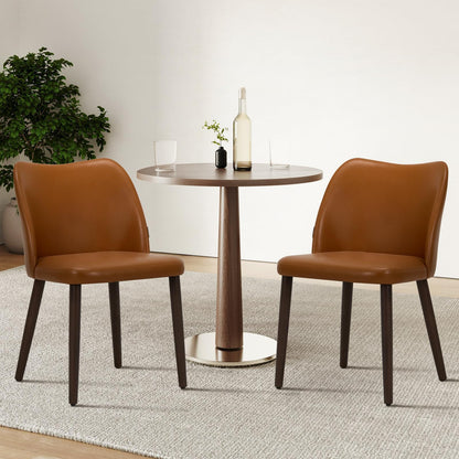 COLAMY Upholstered Dining Chairs, Modern Leather Dining Room Kitchen Side Chair with Padded Seat and Wood Legs for Restaurant/Cafe,White