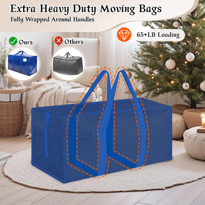 RICHIE Heavy Duty Extra Large Moving Bags with Reinforced Handle and Double Zipper - Waterproof Storage Box with Tag Window