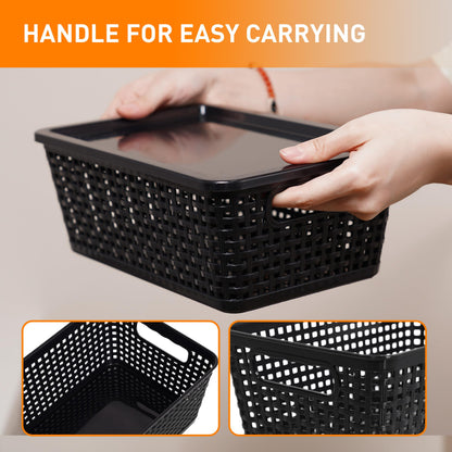 Citylife Set of 8 Pack Plastic Storage Baskets With Lid, Storage Basket for Organizing,Stackable Storage Containers Bins Boxes for Kitchen Bathroom