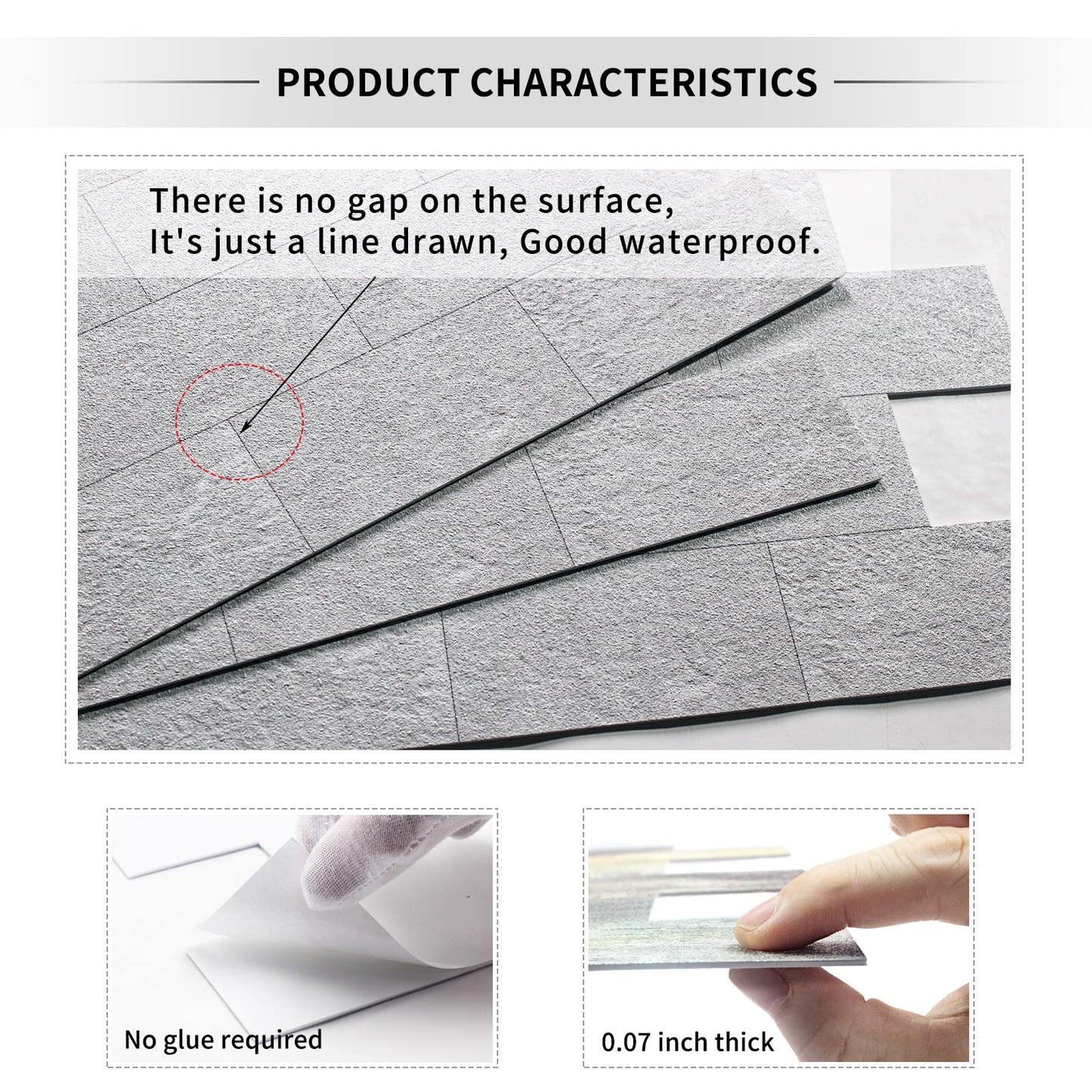 DEWOO 20-Sheet Peel and Stick Self Adhesive Wall Tiles Grey for Kithcen Bathroom Sticky Splashback Panel Stone Look Covering (13.5" x 11.4")