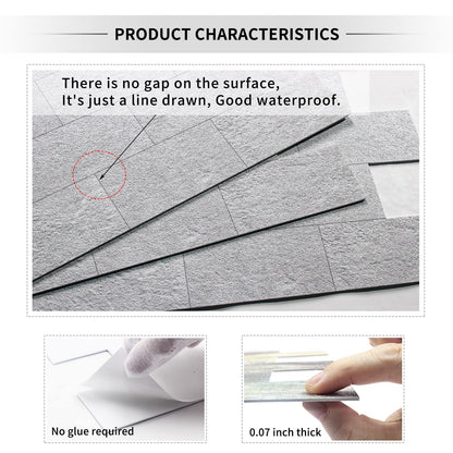 DEWOO 20-Sheet Peel and Stick Self Adhesive Wall Tiles Grey for Kithcen Bathroom Sticky Splashback Panel Stone Look Covering (13.5" x 11.4")