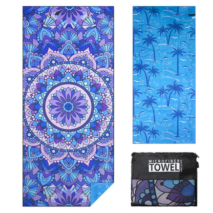 TMEOG Microfibre Beach Towels 180x80cm Extra Large Sand Free Beach Towel for Adults Compact Thin Travel Towel Women Men Lightweight Swim Pool Yoga