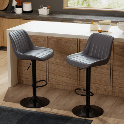 Youhauchair Bar Stools Set of 2, Swivel Barstools with Backrest, Dark Grey