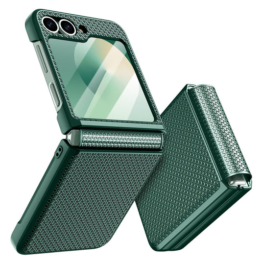 Doeshine for Samsung Galaxy Z Flip 6/Flip 7 FE Case [Not for Flip 7] with Back Screen Protector & Hinge Protection, Slim Fit Stylish Texture Non-Slip