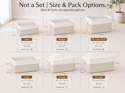Mangata Large Storage Box set of 3, Fabric Storage Baskets with Handles for Cupboards, Wardrobe, Shelves, Bathroom, Clothes, Toys, Towel