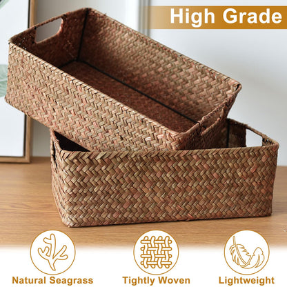 ZOFUN 2 Pcs Woven Baskets 34 x 23 x 11 cm