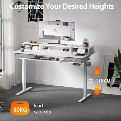 WALKINGDESK Electric Standing Desk with Keyboard Tray, 140 x 60 cm