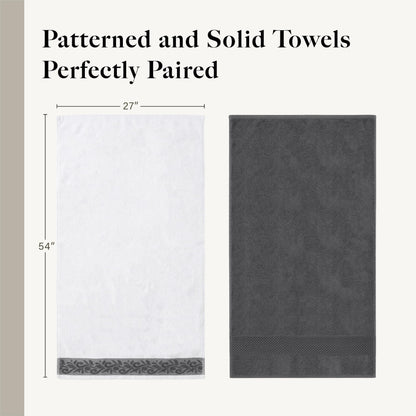 Modern Threads With Filgree Jacquard Border, Charcoal, 13" x 13\