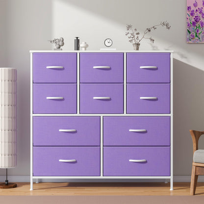 GoaHi Chest of Drawers, Large Dressers with Metal Frame and MDF Wooden Top Board, Adjustable Feet, Anti-Tip Safety