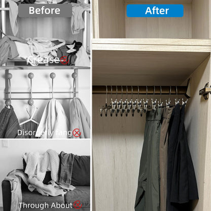 30 Pack Trouser Hanger, 30cm Pants Hangers Space Saving Skirt Hangers with Adjustable Clips,Heavy Duty Clothes Coat Garment Jeans Hangers