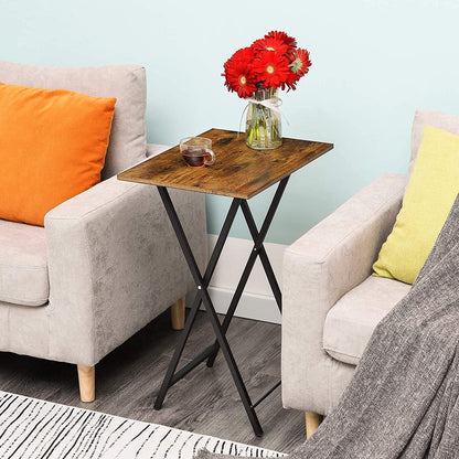 HOOBRO Side Table, TV Tray, Folding Snack Table for Eating at Couch or Bed, Sofa Laptop Table for Small Space, Living Room, Bedroom, Sturdy