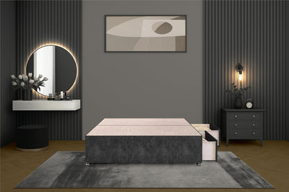 Bed Centre Flexby Divan Bed Base Only with 2 Drawers (Same Side), No Headboard - Available in 3FT, 4FT, 5FT & 6FT