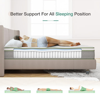 Novilla Gel Memory Foam Pocket Sprung Mattress, 8 Inch King Size Mattress Medium Firm