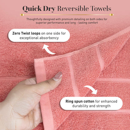 2 Pack Bathroom Towel I 100% Cotton I Highly Absorbent Towels I Coral