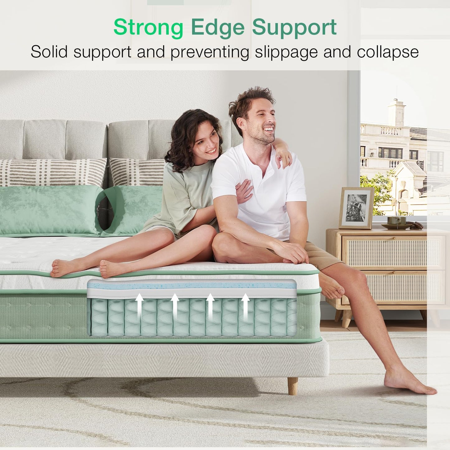 Novilla Double Bed Mattresses 27cm 3-Zone Gel Memory Foam Pocket Sprung Mattress 4FT6 Firm Hybrid Mattresses with Oeko-tex Knitted Fabric and