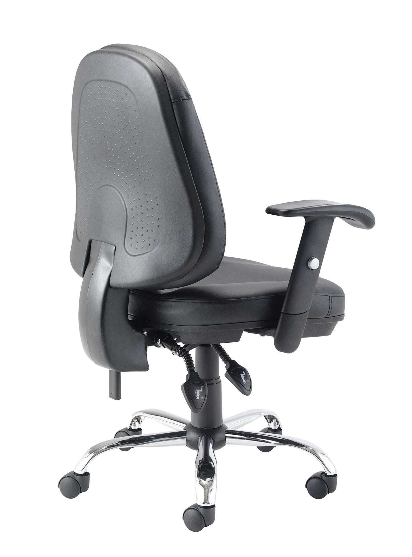 Office Hippo Ergonomic Office Chair with Adjustable Arms, Leather Office Chair with Arms, Desk Chair for Home Office, Swivel, Black