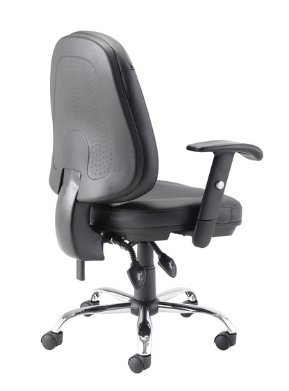 Office Hippo Ergonomic Office Chair with Adjustable Arms, Leather Office Chair with Arms, Desk Chair for Home Office, Swivel, Black