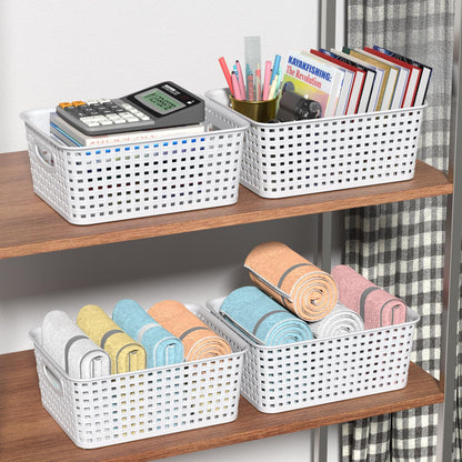 Callyne Set of 6 Plastic Storage Baskets, Organizer Basket, White
