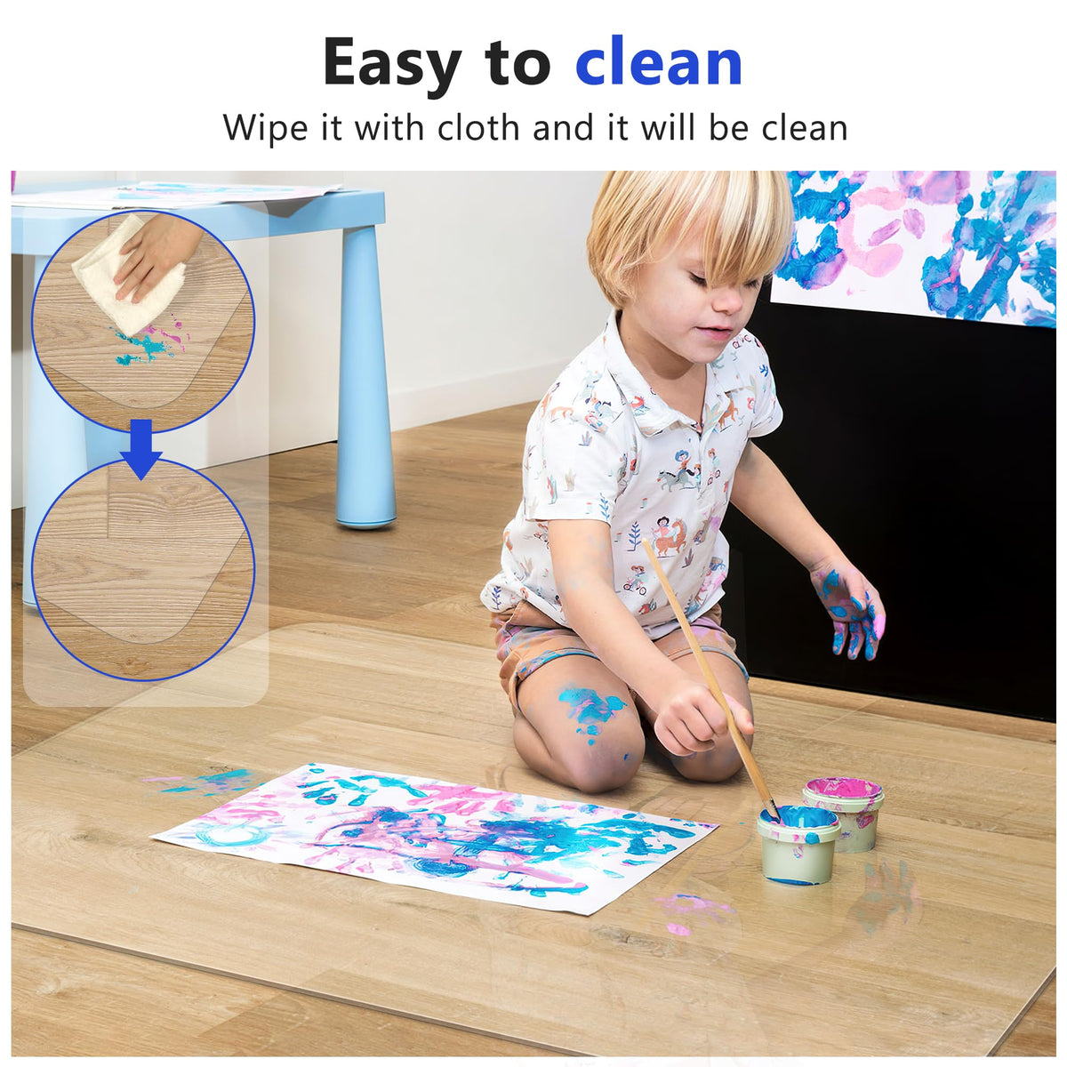 BesWin Office Chair Mat for Hard Floors, 120x150cm Clear PVC Hard Floor Protection Mat, Non-Slip Hardwood Floor Chair Mat