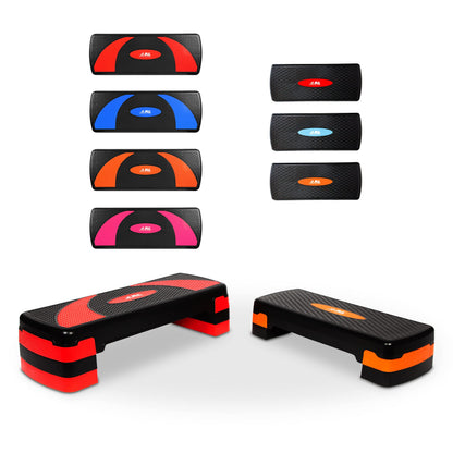 JLL Aerobic Exercise Stepper With Either 2 or 3 Adjustable Step Levels - Great For Home Gym, Cardio, Yoga. (Orange XL)