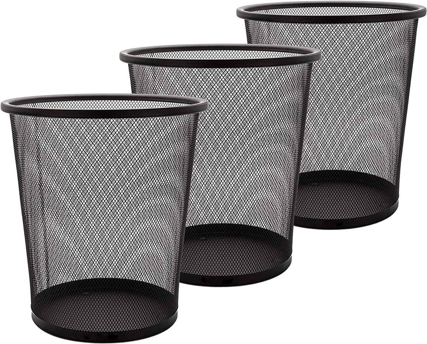 AHUNTTER 3 Pack Mesh Waste Paper Bin 12 Litres Metal Waste Basket Small Trash Can Rubbish Bin for Bedrooms Bathrooms Office Home Kitchens Supplies