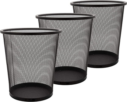 AHUNTTER 3 Pack Mesh Waste Paper Bin 12 Litres Metal Waste Basket Small Trash Can Rubbish Bin for Bedrooms Bathrooms Office Home Kitchens Supplies
