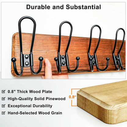Dseap Coat Rack Wall Mounted - Heavy Duty Farmhouse Rustic Wall Coat Hanger with 5 Wire Hooks for Clothes Hat Jacket Towel, RusticWire, J1-5A
