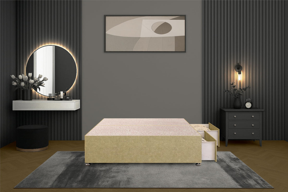 Bed Centre Flexby Divan Bed Base, 3FT Single, Linen Beige Fabric