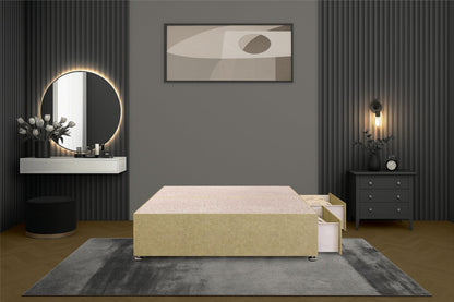 Bed Centre Flexby Divan Bed Base Only with 2 Drawers (Same Side), No Headboard - Available in 3FT, 4FT, 5FT & 6FT
