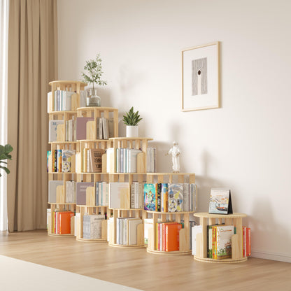 YGYQZ Rotating Bookshelf, 3 Tier Floor Standing Bookcase Wood 360 Display Narrow Book Shelf Organizer for Kids & Adult Storage Rack for Bedroom
