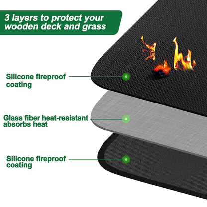 GanKe Under Grill Mat 152 x 100 cm BBQ Floor Mats Fire Retardant Rugs Deck Patio Protector, Fireplace Mat Fire Pit Mat, Fireproof OilProof Durable