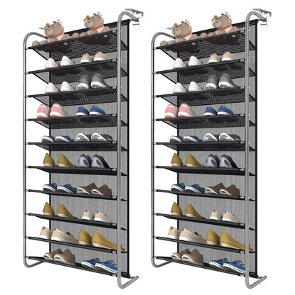DBREAKS Pack of 2 10-Tier Adjustable Over Door Shoe Rack