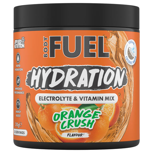 BodyFuel Hydration Electrolyte & Vitamin Powder - Natural Energy & Reduces Tiredness & Optimise Hydration (210g - 30 Servings)(Orange Crush)