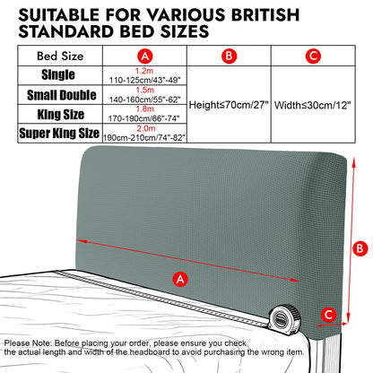 Niuoppy Bed Headboard Cover Fully Wrapped, Stretch Head Board Covers for Single Bed, Beds Headboard Protector Dustproof and Cat Scratch-proof