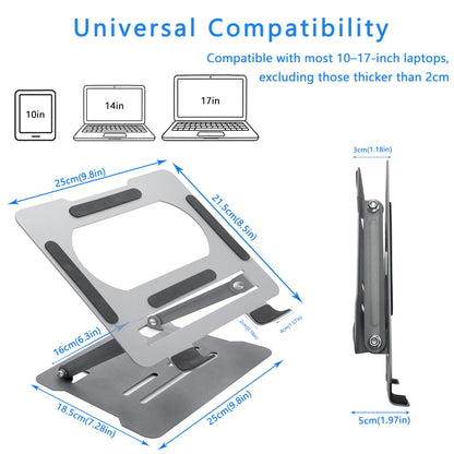 AiTodos® Adjustable Laptop Stand, Height Angle Omnidirectional Riser 10-17"