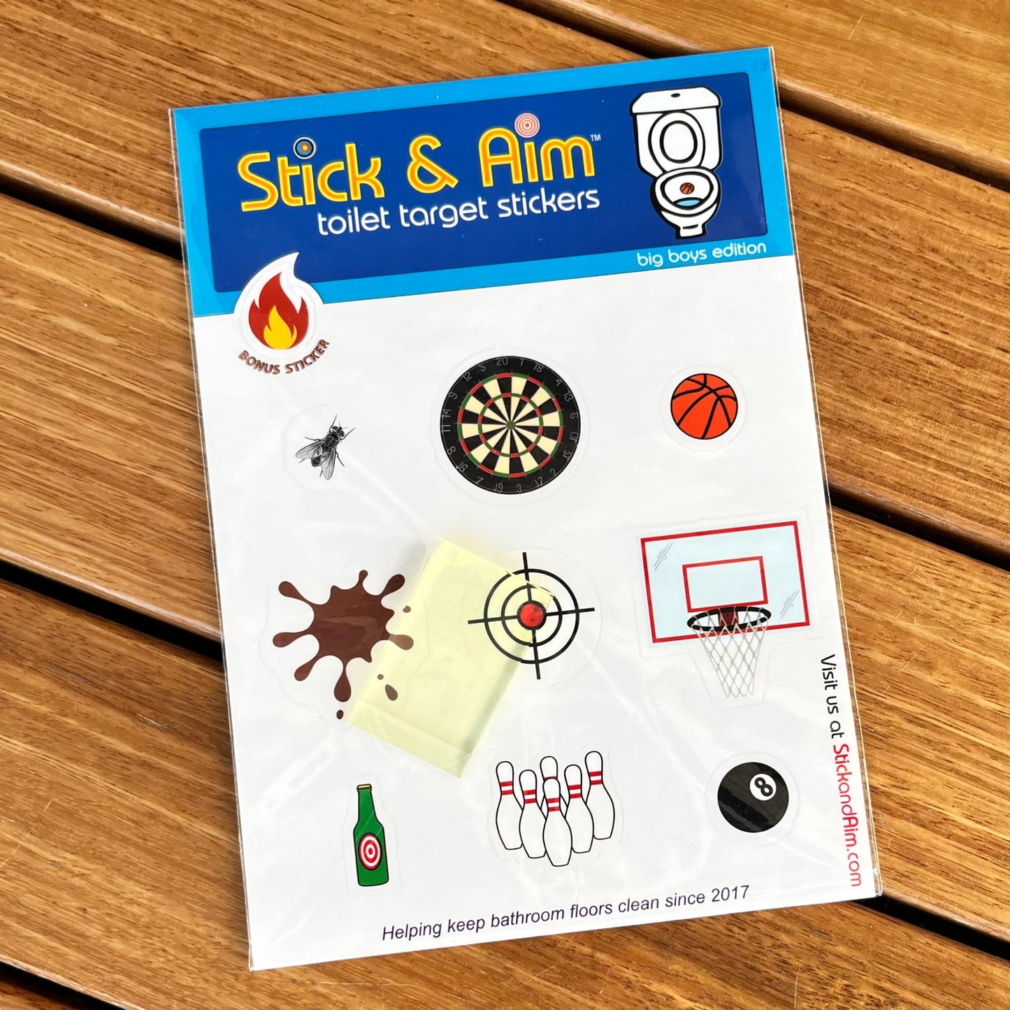 Toilet Target Stickers for Big Boys with Applicator Smoothing Tool for Easy Installation. Fun Toilet Target Aiming Stickers for Boys and Men