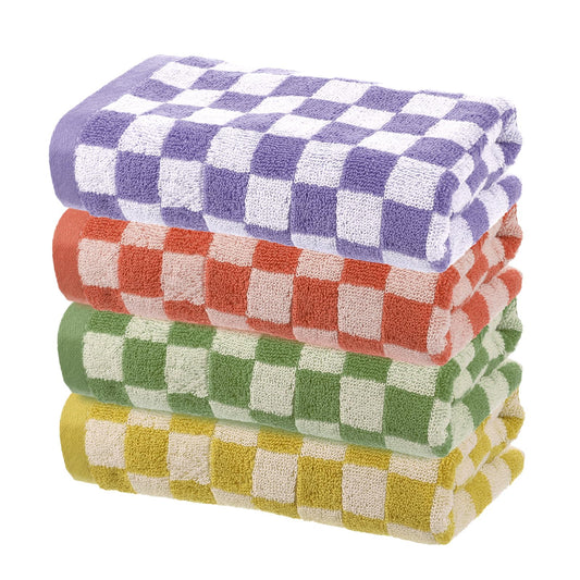 sourcing map 4 Pcs Bathroom Hand Towels Yellow/Green/Red/Purple Soft Absorbent Face Towels Cotton Wash Cloths 13 x 29 Inch Kitchen Hand Towels for