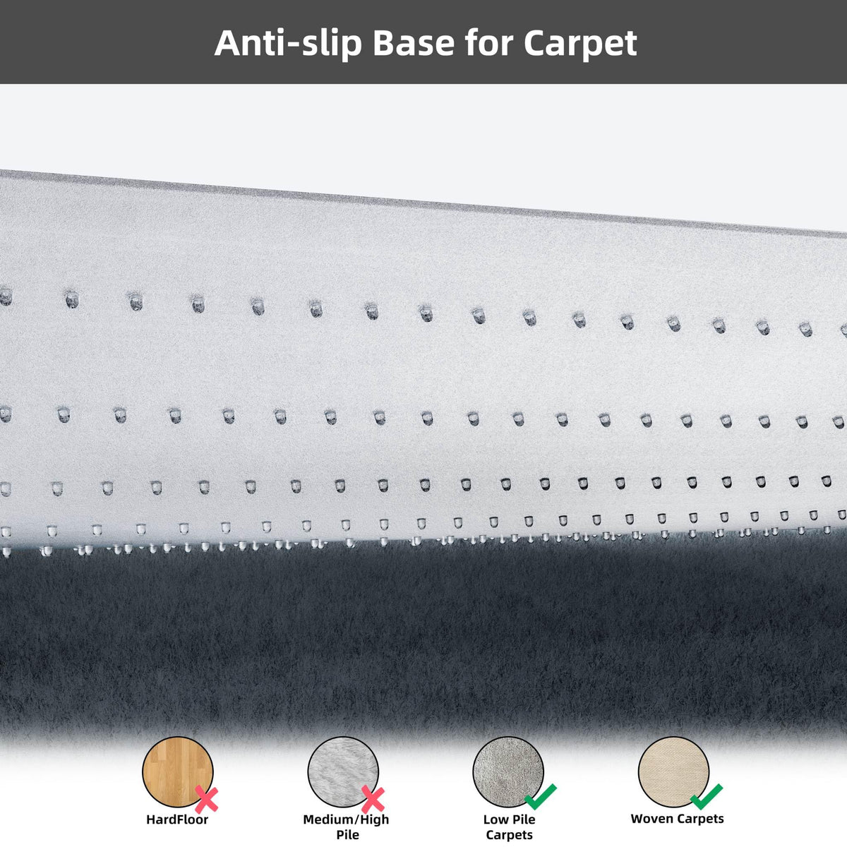 LeapYouth Office Chair Mat for Carpet Floor, 76x120cm Non-slip Carpet Protector Chair Mat for for Low, Standard Pile Carpets