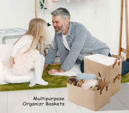 AARAINBOW Closet Storage Baskets 4 Pcs, Foldable Fabric Storage Baskets with Steel Frame