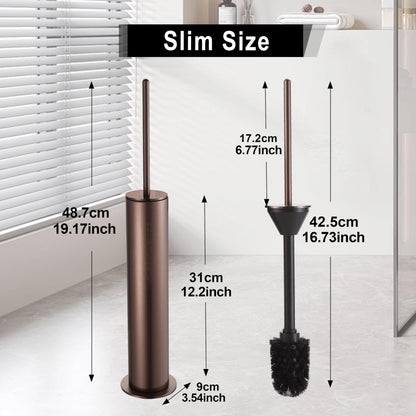 BVL Toilet Brush Rose Gold, Metal Toilet Brush Including 2 Brush Heads, Slim Design Toilet Brush Round for the Bathroom