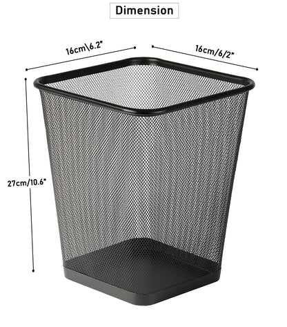 Best House | Metal Mesh Bins | Square | 9 Litres | BLACK | Pack of 1 | Metal Wire Waste Basket Paper Bin | Lightweight and Sturdy Rubbish Bin