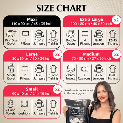 GENIE SPACE Premium Vacuum Storage Bags Variety 8 Pack with Pump