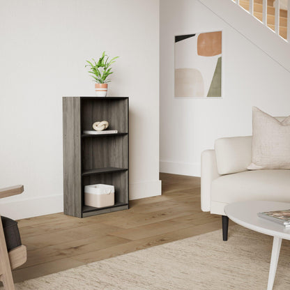 Furinno BASIC Book Shelf, 3-Tier Modern Bookshelf, Bookcase with Open Shelves, 9.3 x 21.8 x 39.5, for Living Room, Bedroom, Home Office