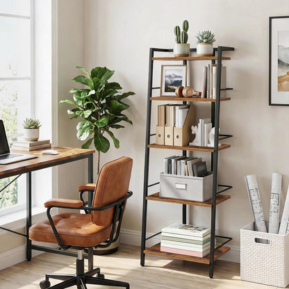 MAHANCRIS Ladder Shelf, Book Shelf, Ladder Shelving Unit, Narrow Bookcase