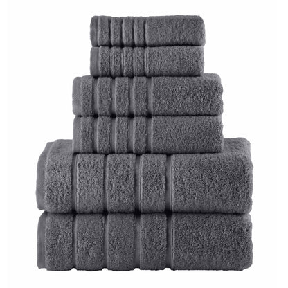 Elegant Comfort 4 Lines Viscose Stripe 6-Piece Premium Towel Set - 100% Turkish Cotton High Absorbent Luxury Bathroom Towels – Includes 2 Washcloths
