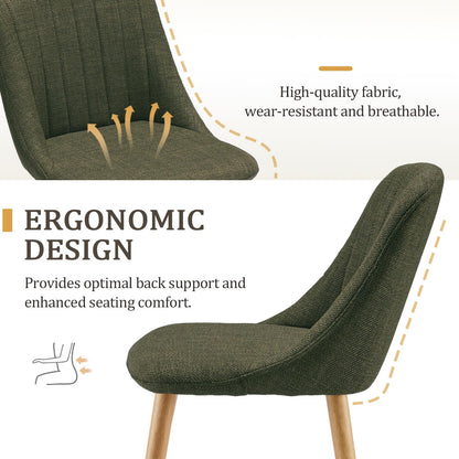 Goeurvant Dining Chairs Set of 4 Polyester Chairs for Living Room with Wood Legs Upholstered Kitchen Chair, Grass Green